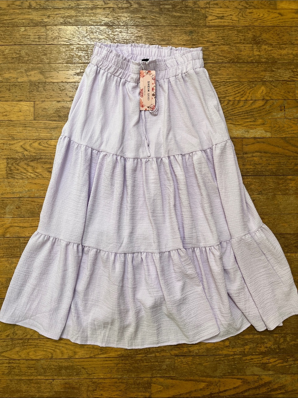 Shein Mod NWT Light Lavender Tiered Maxi Skirt